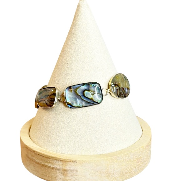 Lucas Lameth Abalone Shell Sterling Silver LUC 925 Toggle Closure Bracelet - Picture 5 of 8